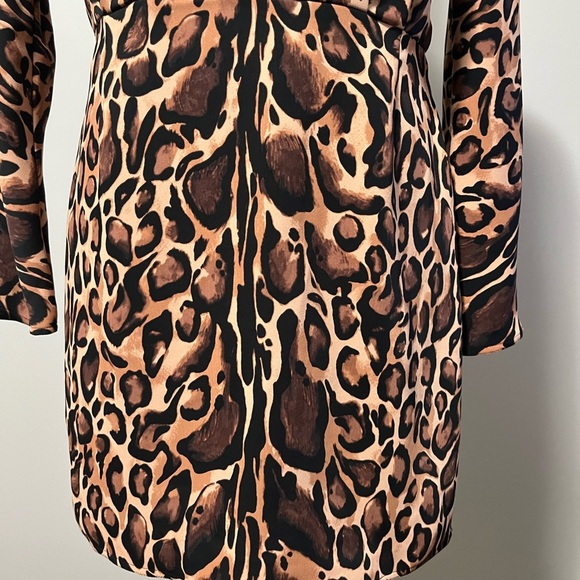Babaton Samson Long Sleeve Chestnut Black Animal Print Dress - Picture 8 of 16